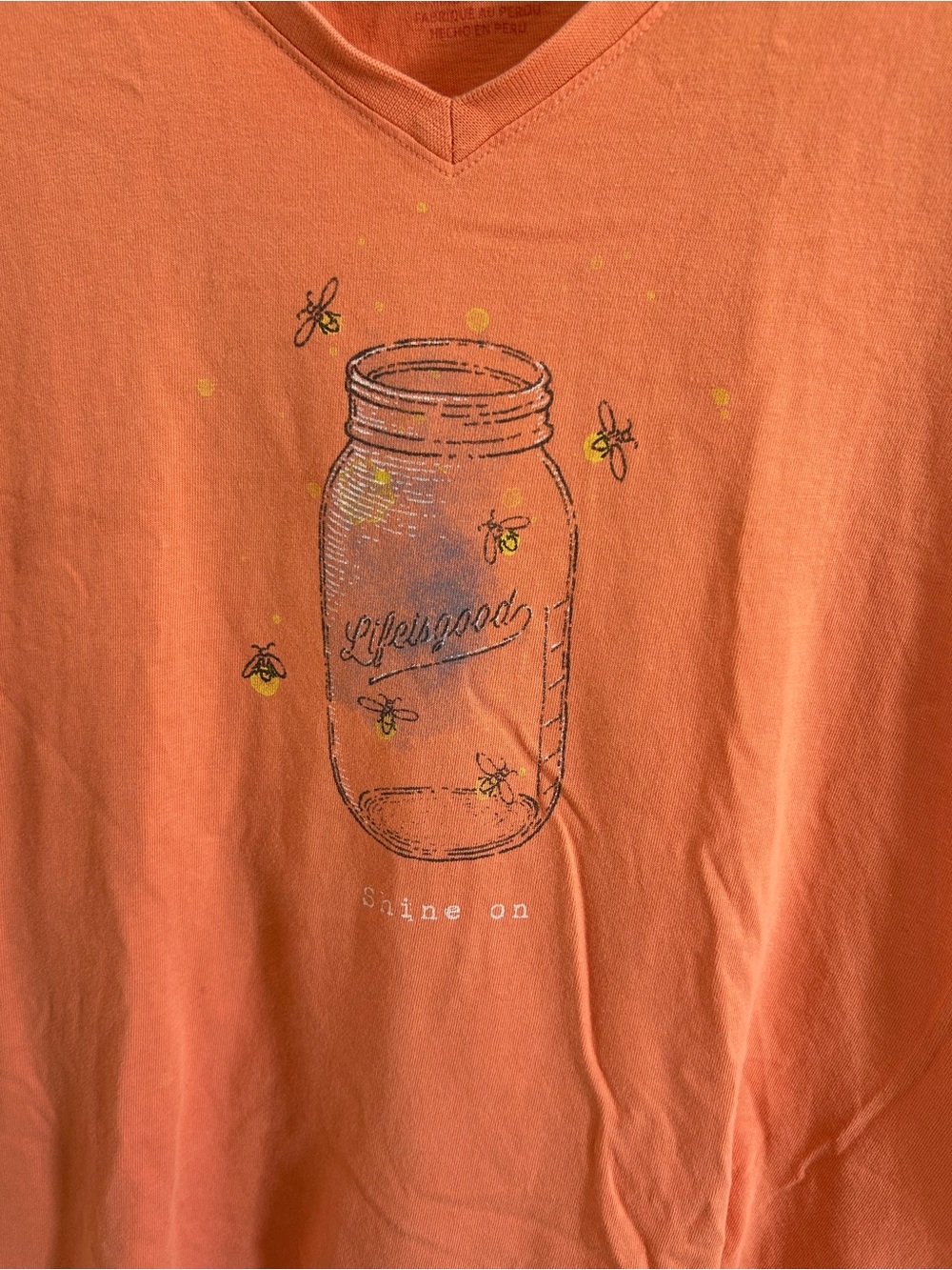 Life Is Good Shine On Mason Jar Classic Fit Crusher Vneck Tshirt Womens XL - Picture 2 of 8
